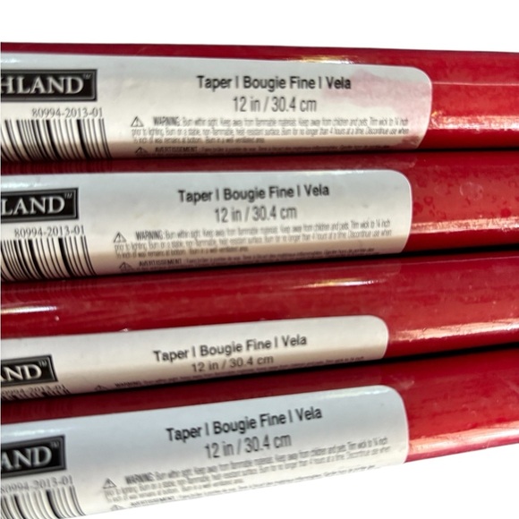 Ashland Set 4 Red Taper 12” Candles Bougie Fine Dinner Romance Holiday Decor - Picture 3 of 3